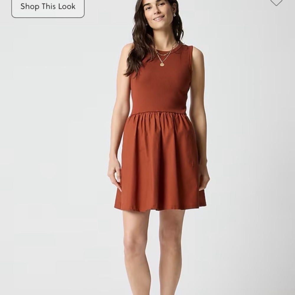 J.Crew Knit mixy mini dress Burnt Cinnamon Brown Rib Size S NWT Weekend Brunch